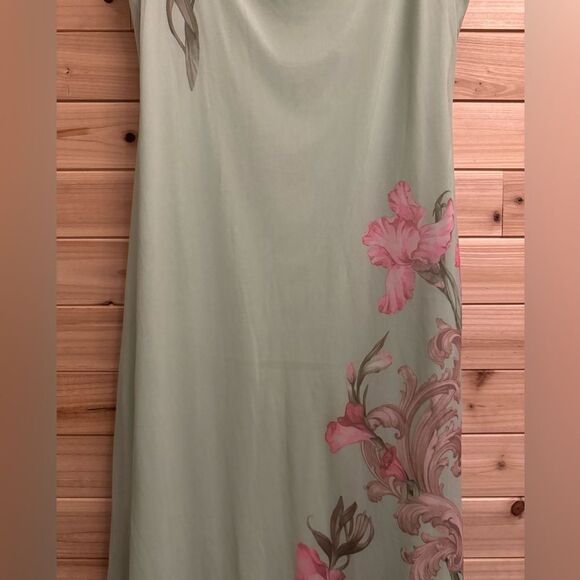 NWT Cider Size XXLarge Sage Green Square Neck Floral Mesh Overlay Maxi Dress - Picture 7 of 13